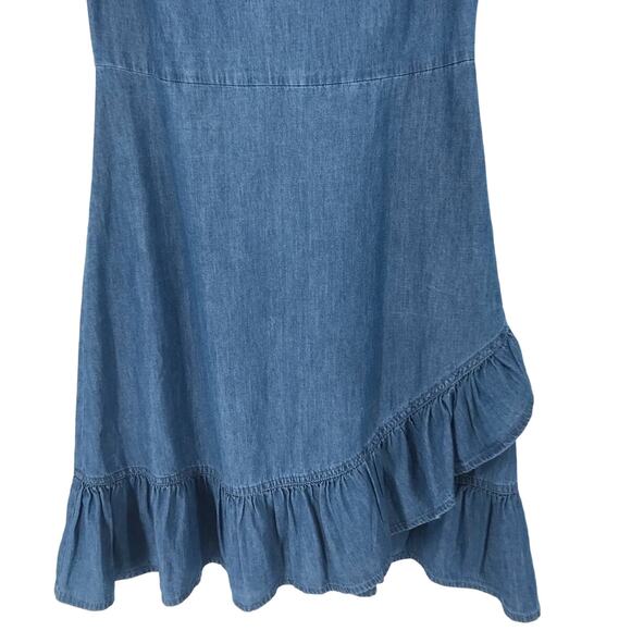 Draper James Chambray Short Sleeve Ruffle Dress Size 2 - Picture 5 of 10